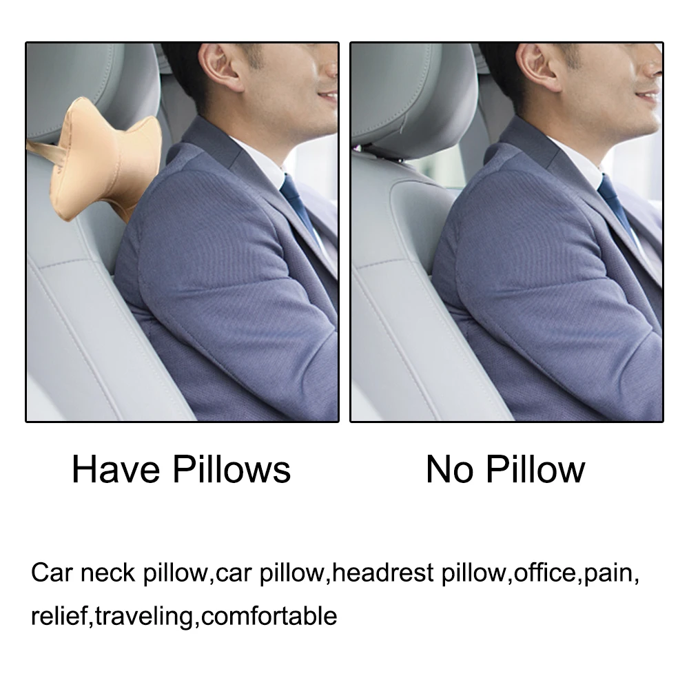 Filled Fiber Car Neck Pillows Travel Healthcare Car Pillow Pu Leather Pack Headrest Both Side 1pcs For Head Pain Relief