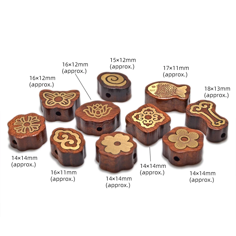 MZ201 Nepal Inlaid Copper Beads Natural Rosewood Beads Tibetan Bead Antique Golden For Jewelry Making DIY Bracelet Yoga Necklace