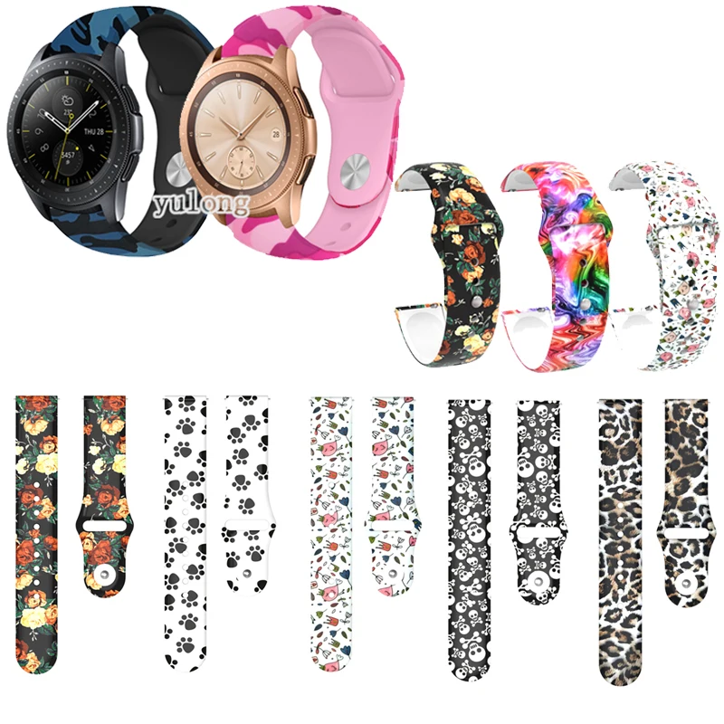 20mm Camo Silicone Watch Band Strap for Samsung Galaxy Watch3 41mm Active 2 Wrist band for Watch 42mm Active3 41mm Gear Sport S2