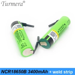 Original Battery NCR18650B 3.7v 3400mah 18650 Lithium Rechargeable Battery with soldering strip for Screwdriver Battery 026 Turm