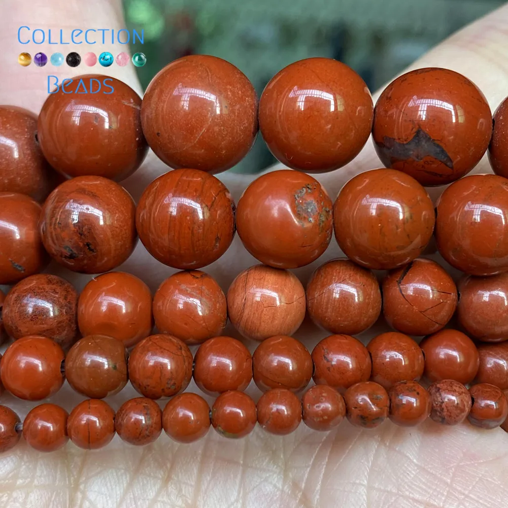 الطبيعية الأحمر جاسبرز فضفاض الخرز المستديرة لصنع المجوهرات 4-12 مللي متر أساور يدوية اكسسوارات 15 "بالجملة