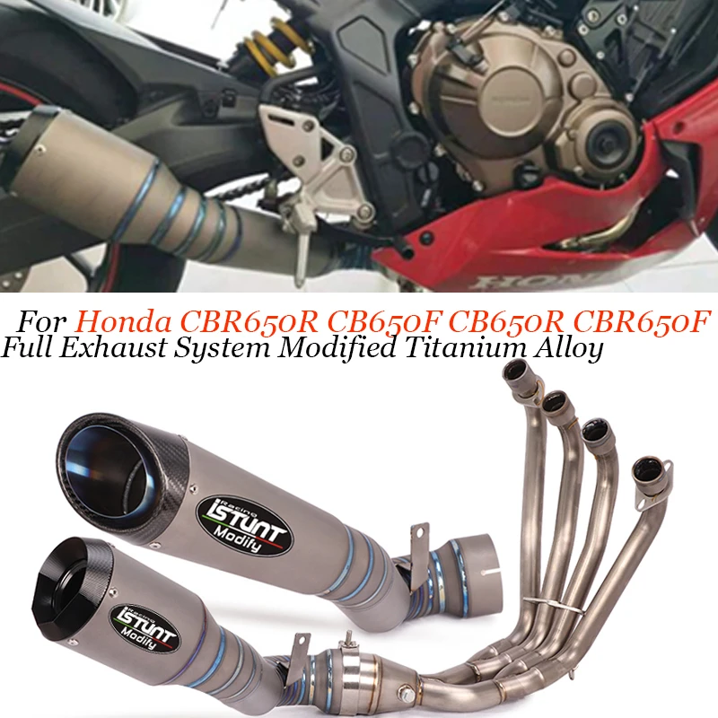 

Motorcycle GP Full Exhaust System Modified Titanium Alloy Escape Slip-On For Honda CBR650R CB650F CB650R CBR650F With Muffler