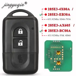 Jingyuqin Chiave A Distanza Senza Chiave 433 MHz ID46/4D60 per Nissan X-trail Qashqai Pathfinder Micra NV200 285E3-4X00A /EB30A/ AX605/BC00A