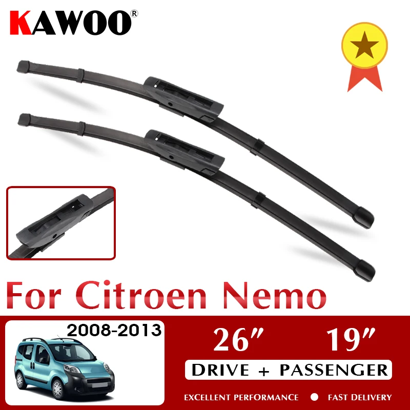 

KAWOO Wiper Car Wiper Blades For Citroen Nemo 2008-2013 Windshield Windscreen Front Window Accessories 26"+19" LHD RHD