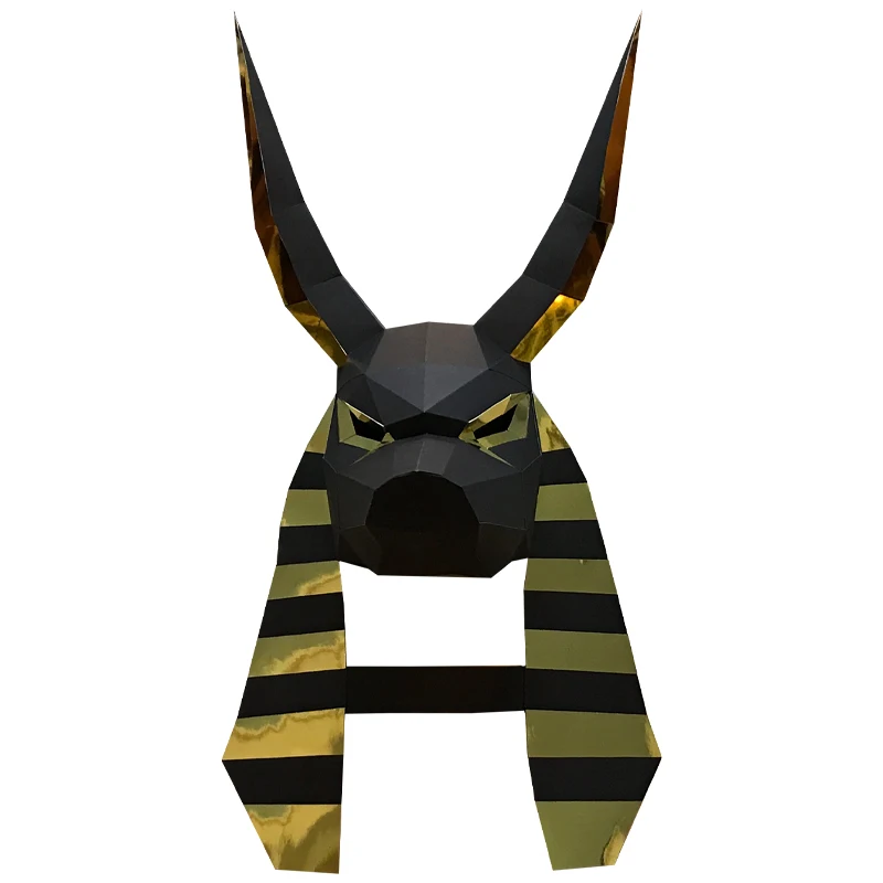 غريم ريبر أنوبيس قناع ورقة نموذج ، منخفضة بولي ثلاثية الأبعاد ورق كرافت الفن اوريغامي زي حفلة تأثيري ، اليدوية لتقوم بها بنفسك الكبار الحرفية RTY163