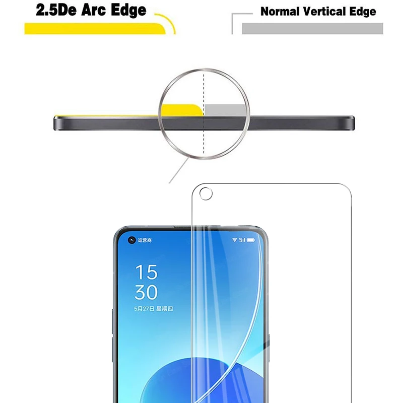 Oppo Reno6 5G 풀 커버 화면 보호기 렌즈 필름, 안전 유리, 6 in 1