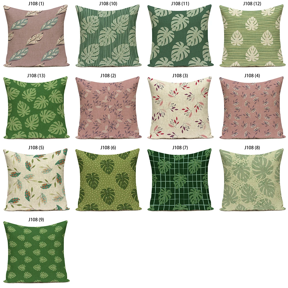 Plant Pillowcase Leaves Print Pillow Cover Home Decor Cushion Cover Print Pillow Cases 45x45cm Car Pillow Case Sofa Decoration