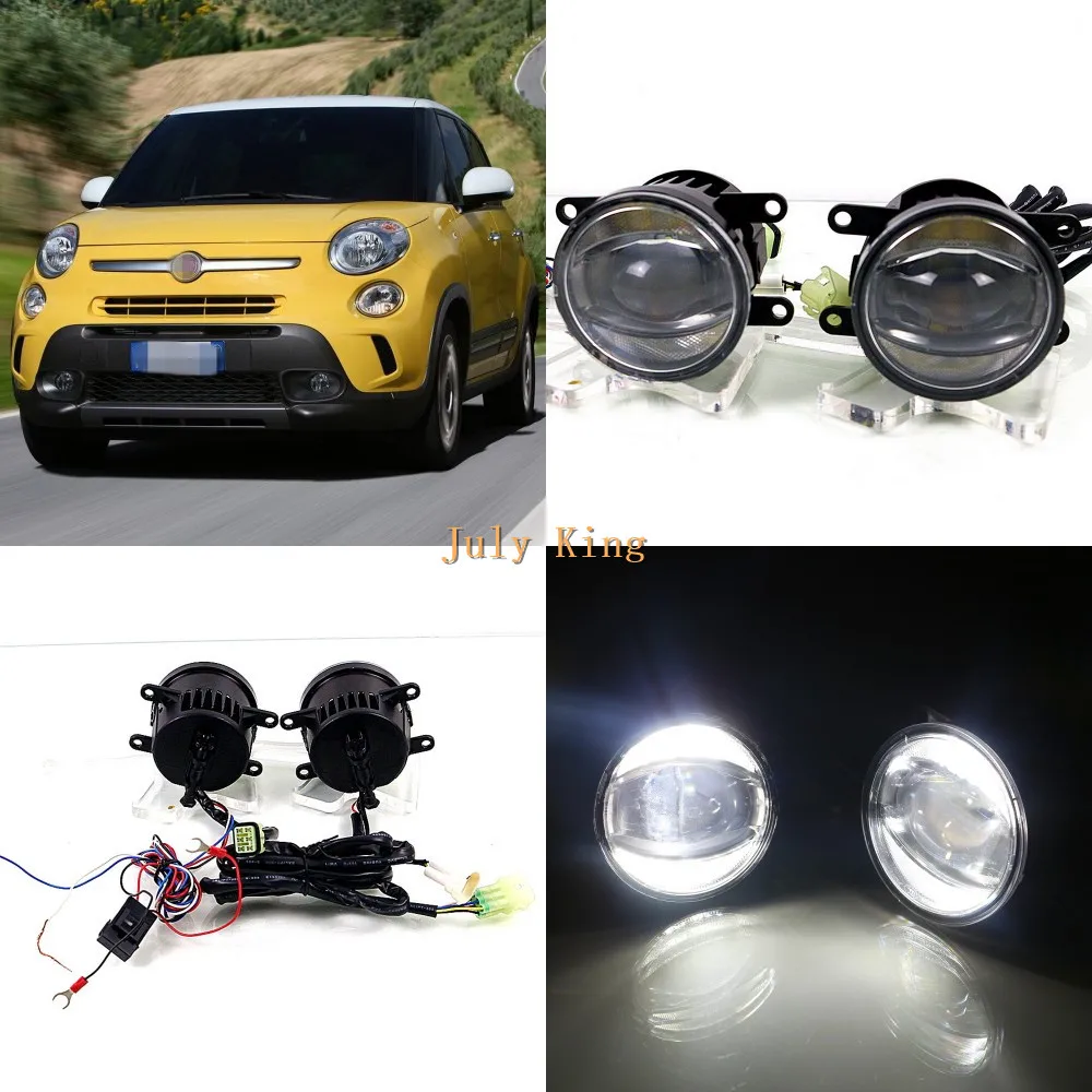 

July King 1600LM 24W 6000K Car LED Q5 Lens Fog Lamp +1000LM 14W Day Running Lights DRL Case for Fiat 500L 2013+