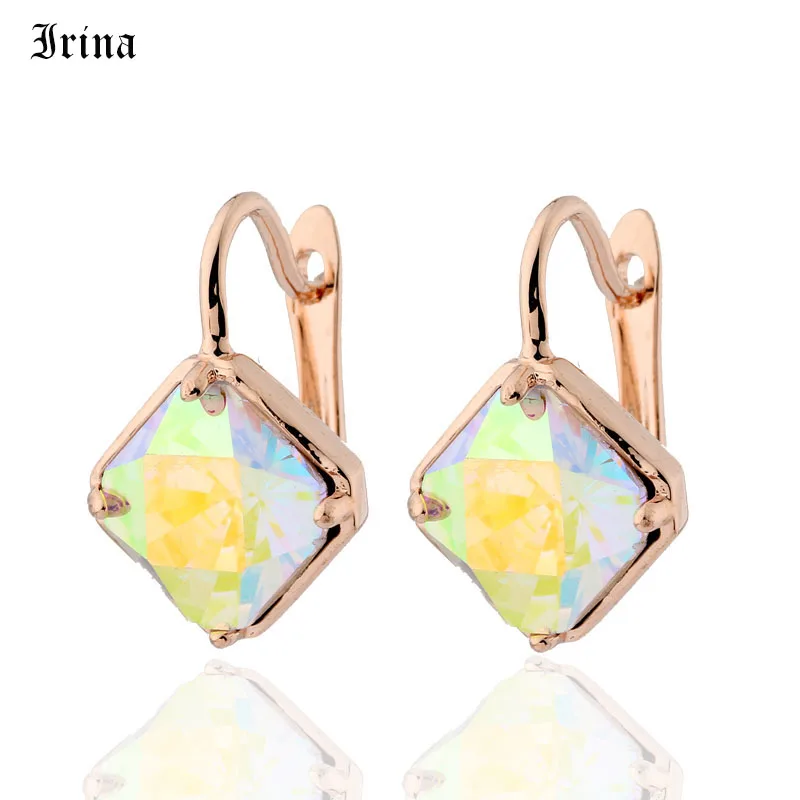 Irina New Style Cube Fashion Earrings Square Drop Earrings For Women Luxury Jewelry Gift 585 Rose Gold Color Elegant Earrings
