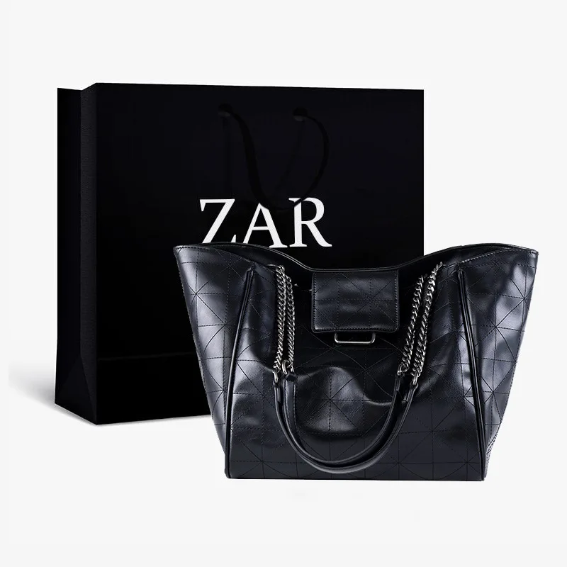 

ZA Black Soft Brand PU Leather Women Handbags Tota Bag Shoulder Bag Large Capcitry Bag Ladise Purse Work Travel Female Hang Bag