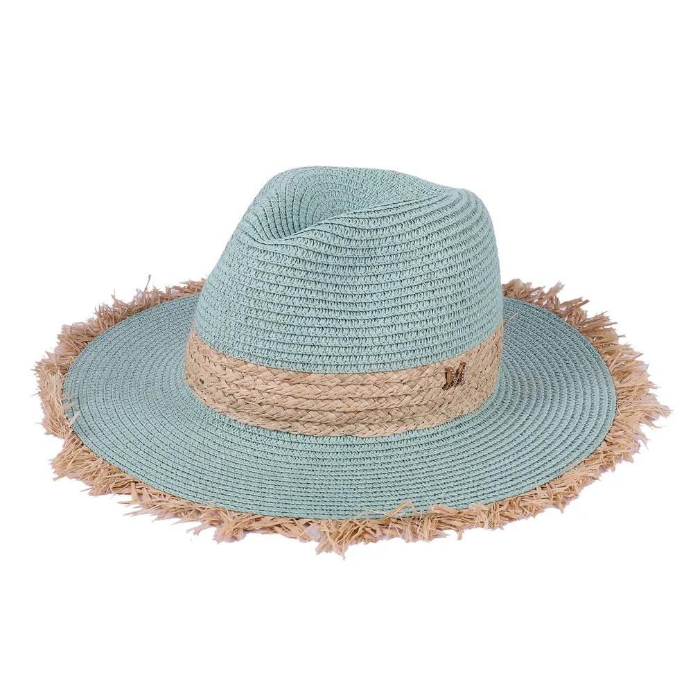 

Fashion Colorful Summer Wide Brim Tie Dye Straw Hat Outdoor Travel Beach Sun Fedora Hat Vintage Casual Ladies Elegant Straw Cap