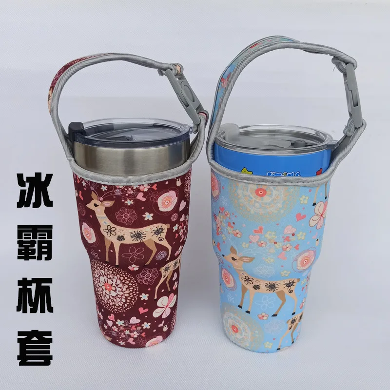 1PC Deer Design Tumbler Bag for 30oz Ice Cup Sleeve with Handle Insulation Cups Cover Ice Coffee Bottle Travel Coffee Tumbler