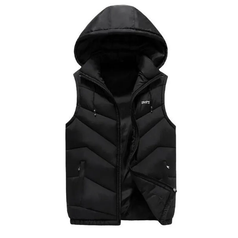 

Men Vest Winter Gilet Uomo Inverno Jacket Sleeveless Hoodie Men's Warm Casual Plus Size Mannen Black Red Waistcoat