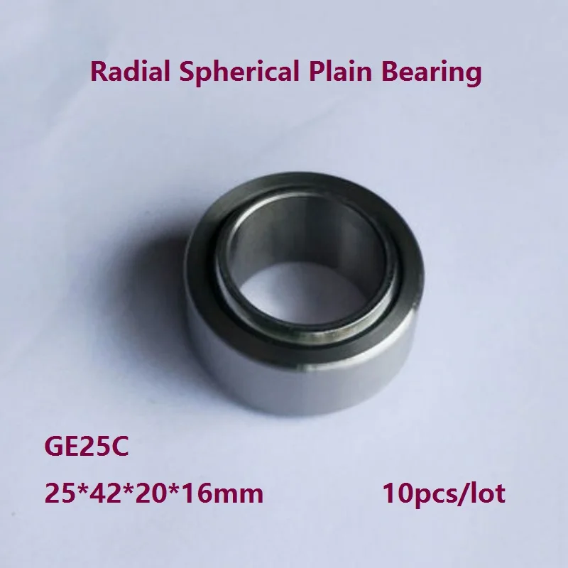 

10pcs/lot GE25C GE25UK 25mm 25×42×20×16mm Radial Shaft Spherical Plain Bearing with Self-Lubrication 25*42*20*16mm