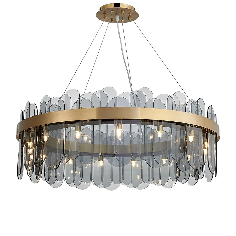 g9 LED Postmodern Round Stainless Steel Golden Designer Chandelier Lighting Lustre Suspension Luminaire Lampen For Dinning Room