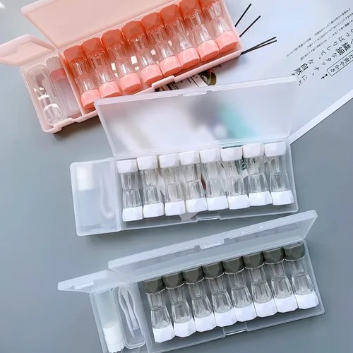 Imagen 2 del producto Estuche de lentes de contacto RGP, contenedor de cosméticos de dibujos animados de frutas, conjunto de viaje portátil, estuche de gafas, almacenamiento de lentes, 8 pares