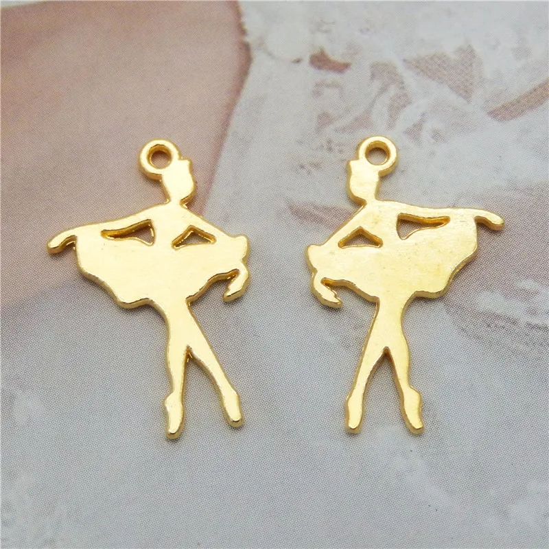 GraceAngie 20PCS  Dancing Ballet Girl Charms Gold Color Pendant Fit For Necklace Bracelet DIY Accessories Dangle Earrings