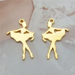 GraceAngie 20PCS  Dancing Ballet Girl Charms Gold Color Pendant Fit For Necklace Bracelet DIY Accessories Dangle Earrings