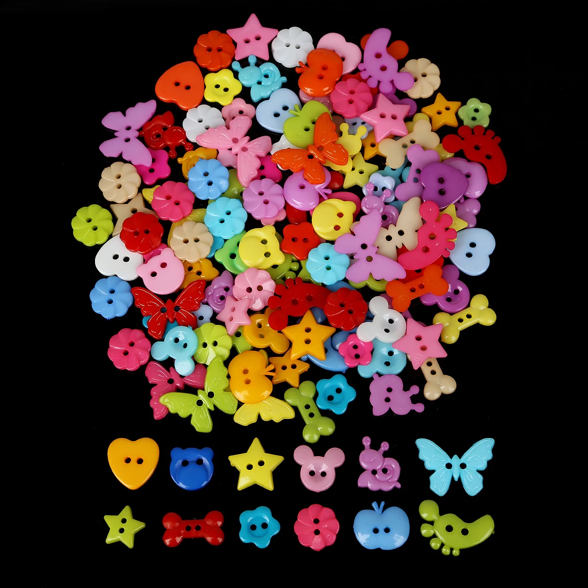 Promotion 50/100 PCS Mix Shape Lots Colors DIY Scrapbooking Cartoon Buttons Plastic Buttons Children's Garment Sewing Notions