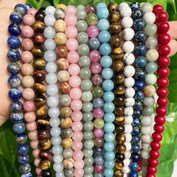 Natural Stone Beads Lava Amazonite Agates Amethysts Turuoqises Round Beads for Jewelry Craft Making Diy Bracelet Accessories