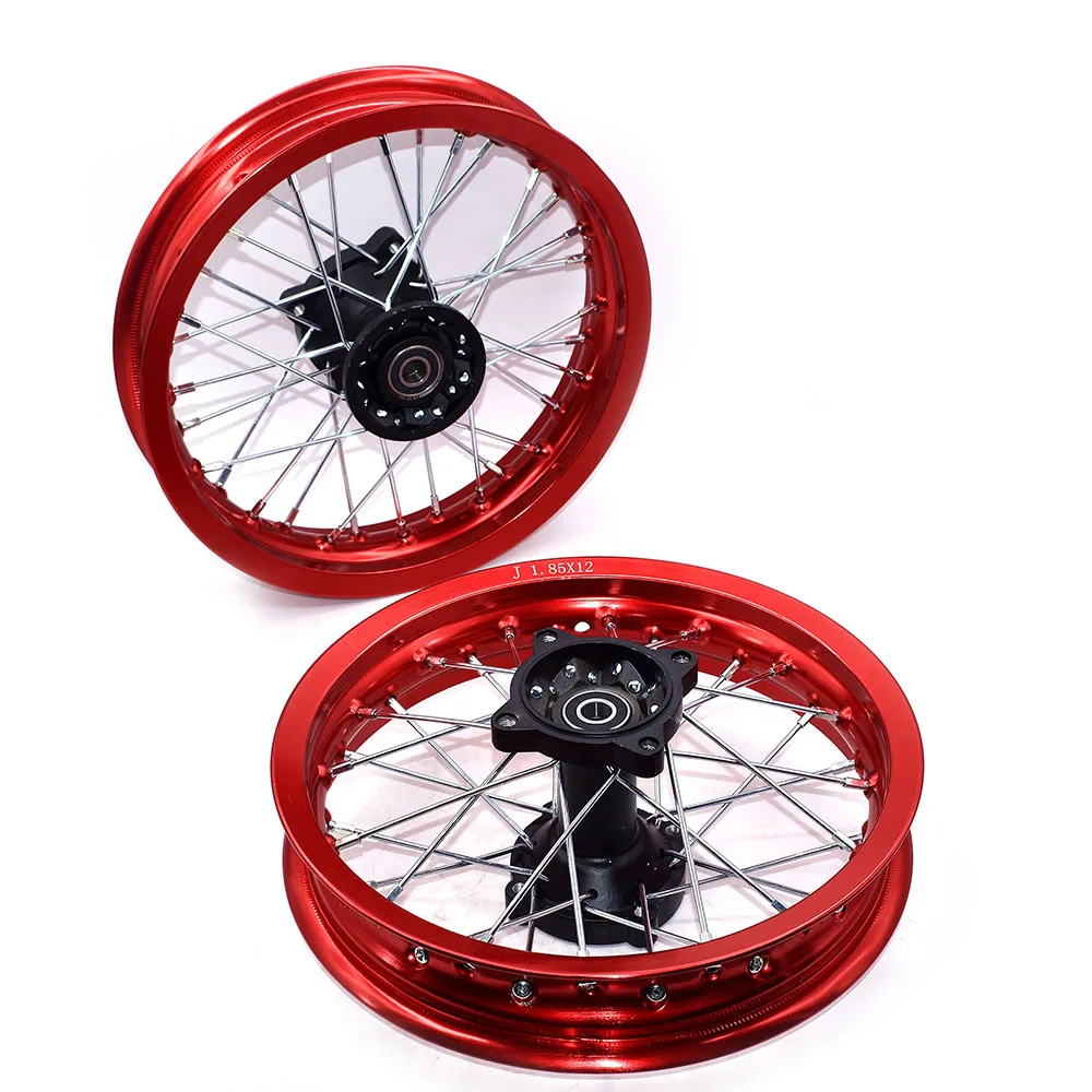 1.85x12 inch Front 1.85-12 inch Rear Rims Aluminum Alloy Wheel Rims Black Hub For KLX CRF  Kayo BSE Dirt Pit Bike Motorcycle