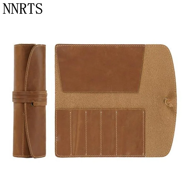 nnrts vintage retro roll pen pouch 100 couro lapis titular estojo de estudante material escolar escritorio estojo de papelaria escolar 01