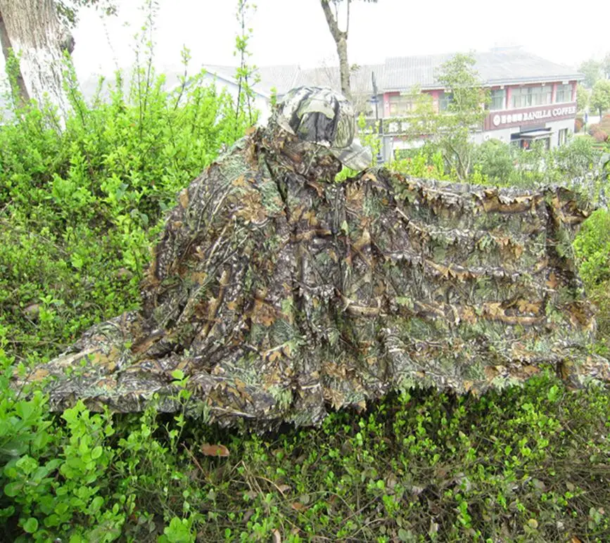 

New 3D Geely Suit Cloak dress Hunting clothes maple leaf Bionic sniper Camouflage Clothing jacket