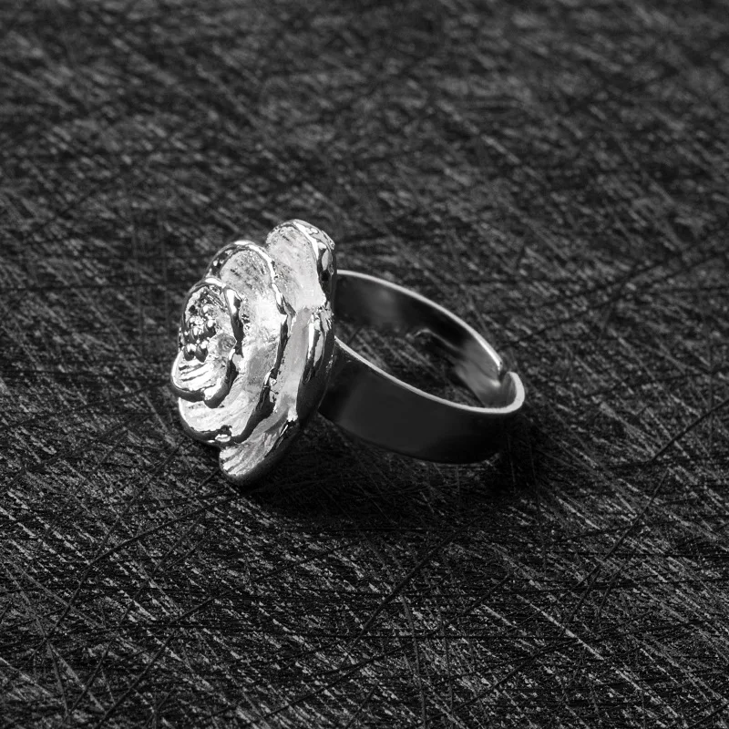 2019 New fashion Alloy Silver Pure color Camellia Rose Adjustable Ring Opening Ring for women