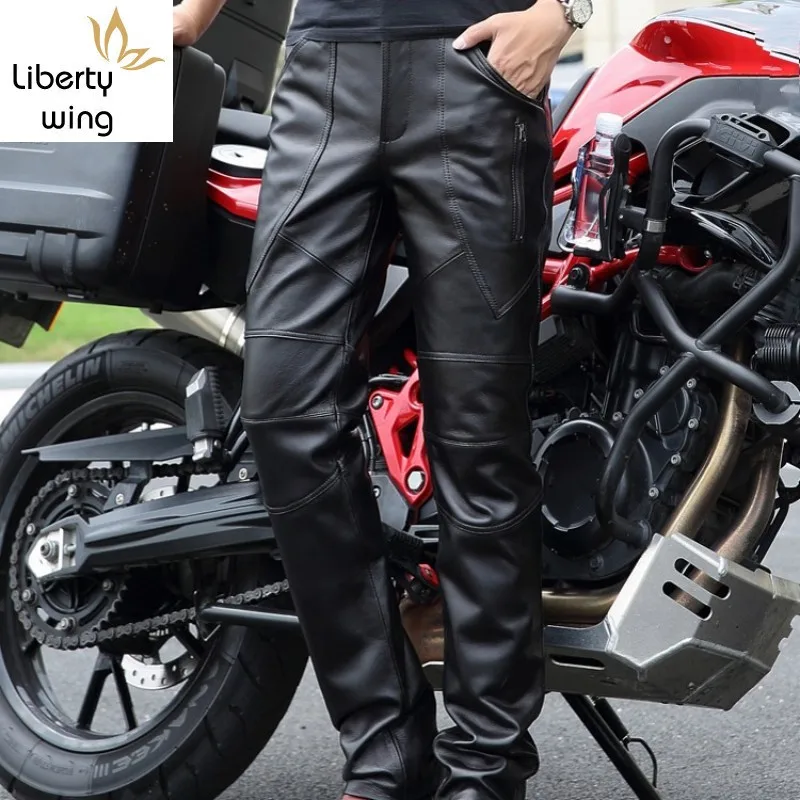 2020 New Arrival Male Fashion Genuine Leather Man Skinny Slim Fit Motorcycle Trousers Casual Men Pencil Pants