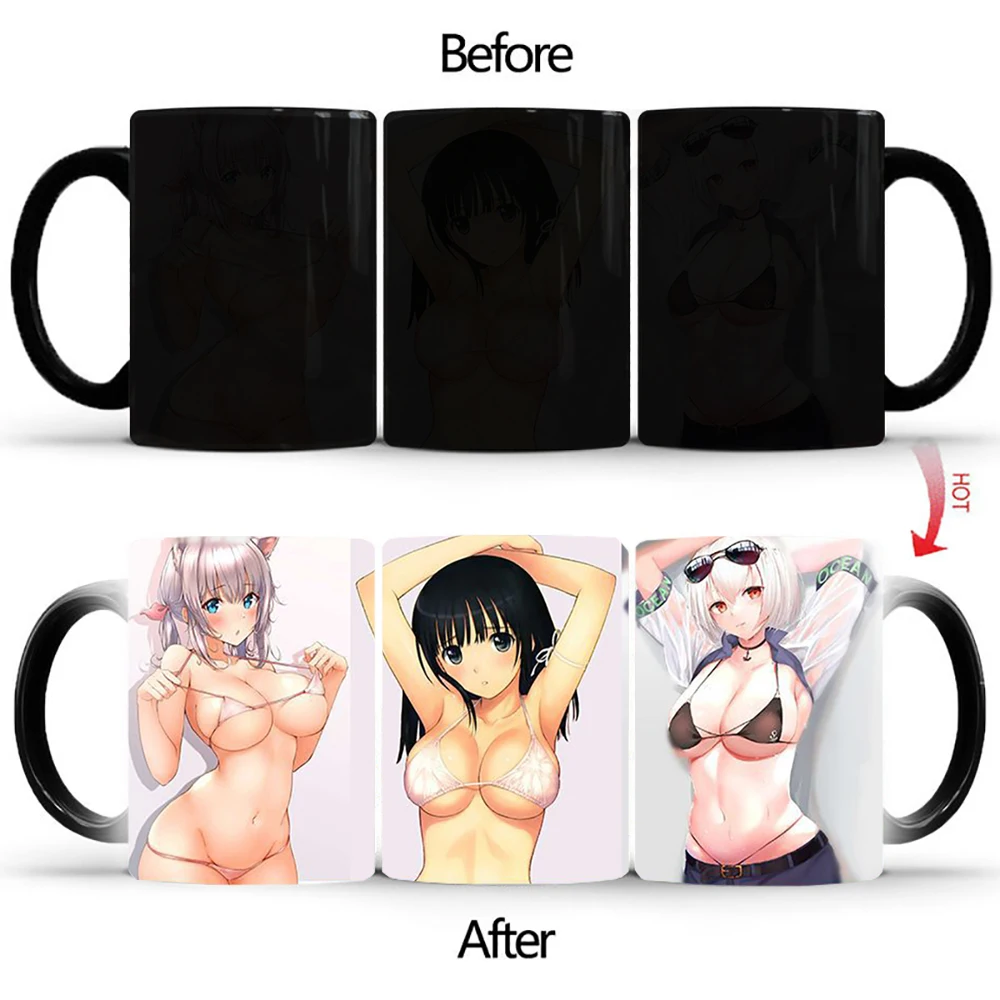 Newest design Sexy half naked woman Magic Mug BSKT-141 heat Color changing tea cup coffee mugs gift Ceramic Drinkware