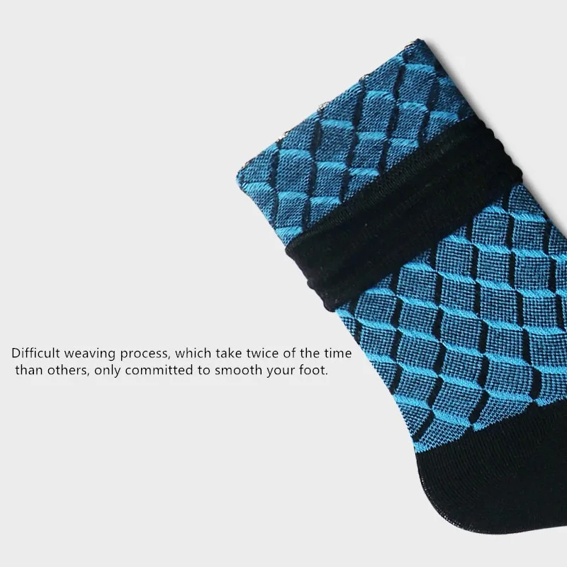 DOIAESKV Gentleman Socks Dress Business Men Socks Combed Cotton Fashion British Diamond Crew Socks Male for All Season