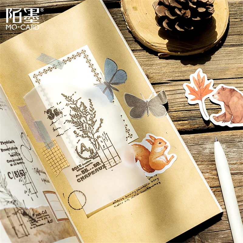 46 Pcs/box Autumn Forest Party Adhesive Diy Stickers Decorative Album Diary Stick Label Decor Stationery Stickers