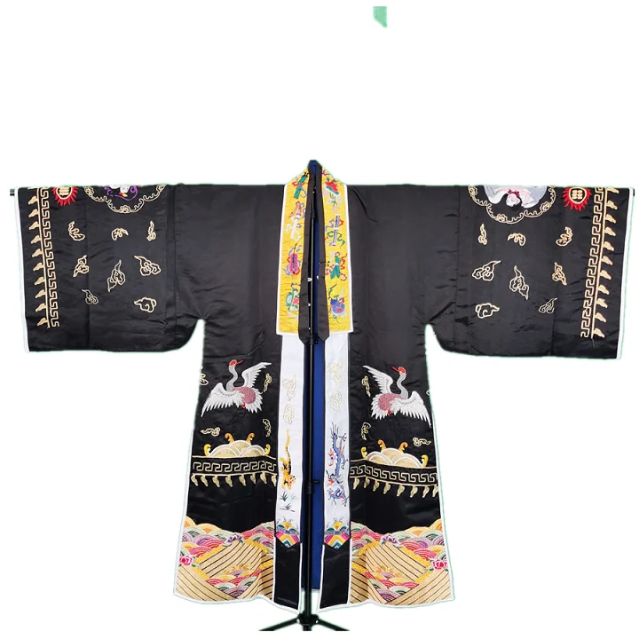 Taoist supplies, small sleeve five thunder Dharma clothes, Handmade Gold Silk Dharma clothes, black, Taoist Dharma objects