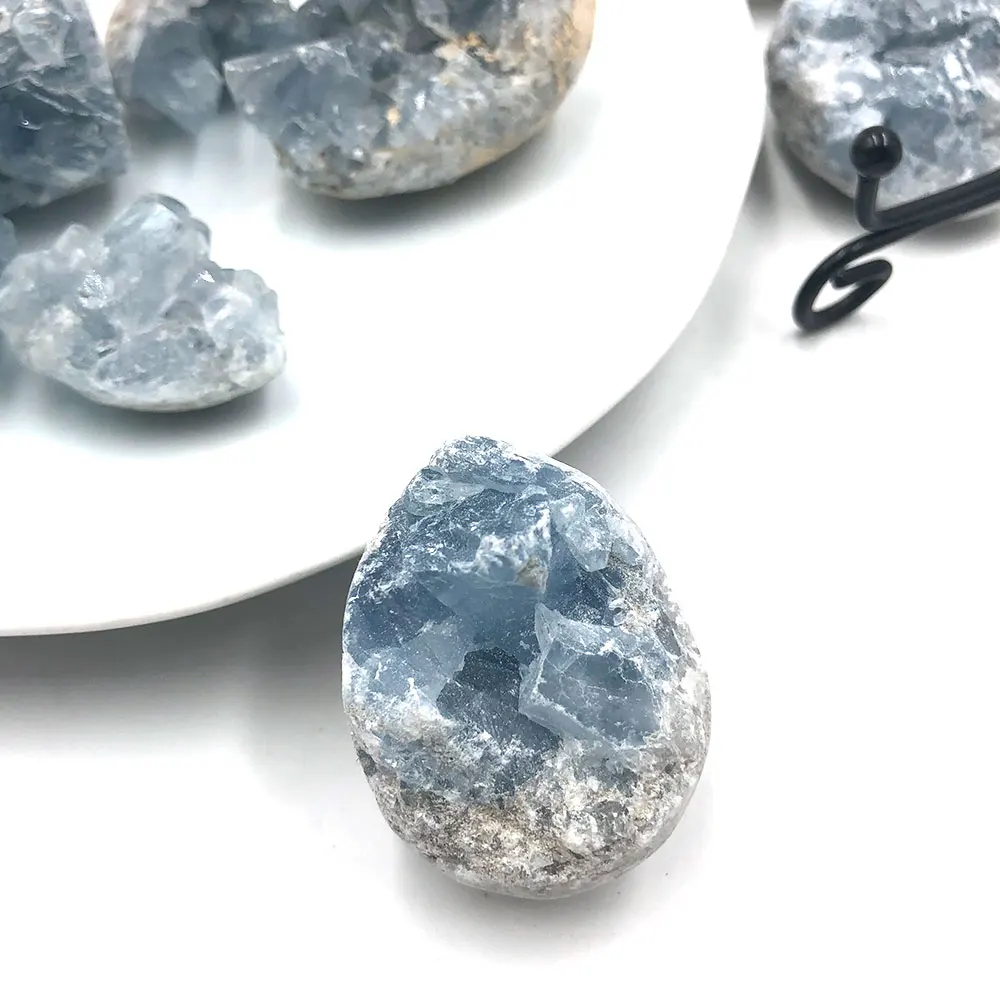 1PC Random Natural Raw Blue Celestite Quartz Crystal Cluster Healing Stones Specimen Home Decoration Crafts Ornament Druzy Geode