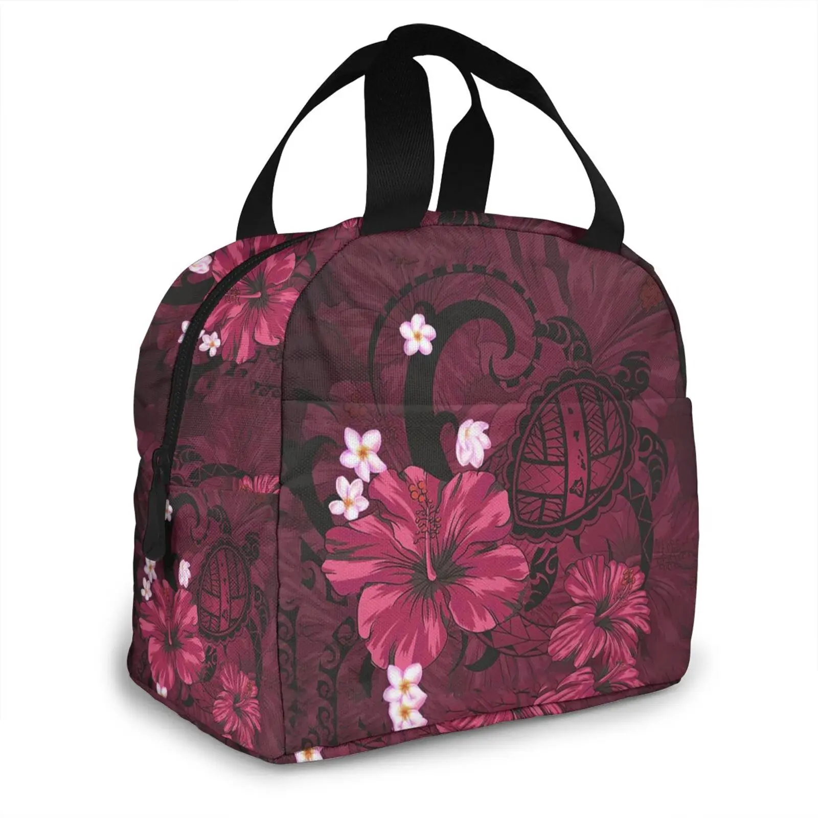 

NOISYDESIGNS Hawaiian Maoli Turtle Flower Print Travel Bag Insulated Lunch Bags Women Food Case School Cooler Warm Bento Box