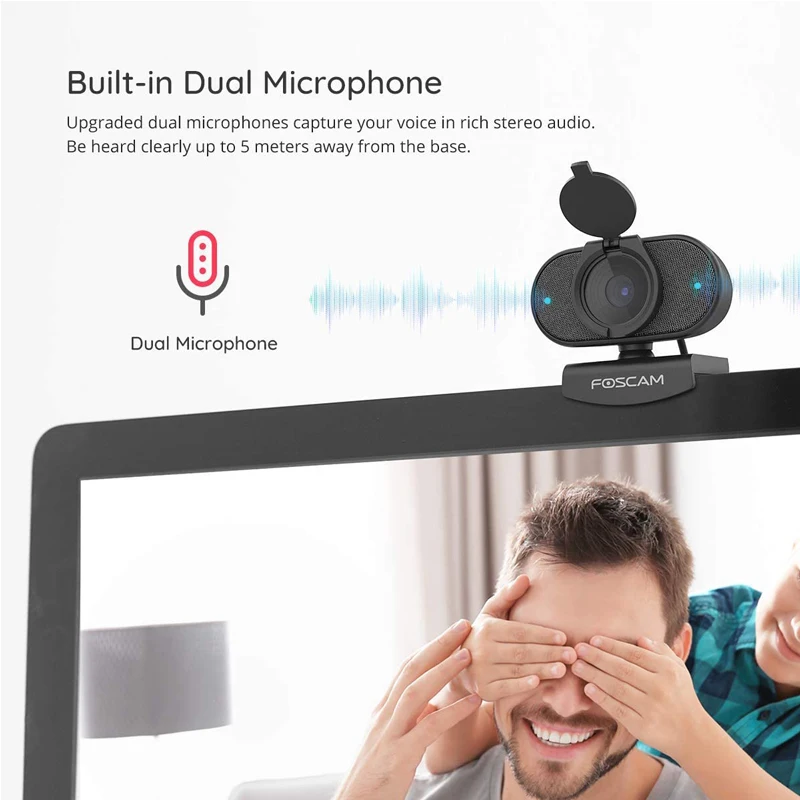 Foscam W41 Super HD 4MP 2K  USB Webcam with Built-in Dual Microphone for Live Streaming