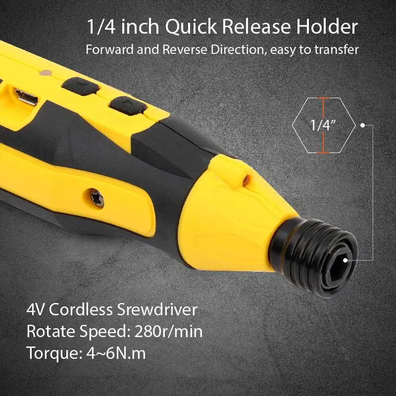 Hi-Spec 3.6V Mini Electric Screwdriver Kit Lithium Battery USB Rechargeable Screwdriver Bit Set 1/4 Torque Cordless Screwdriver