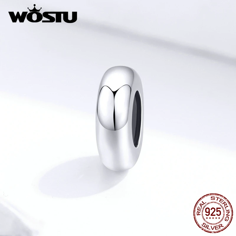 

WOSTU Simple Silicone Spacer 100% 925 Sterling Silver Stopper Beads Fit Original Bracelet Bangle DIY Accessories Jewelry FIC1450