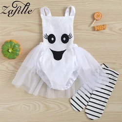 ZAFILLE-Costume d'Halloween pour Bébé Fille de 0 à 24 Mois, Barboteuse à Jupe, en Polaire, Citrouille, pour Enfants