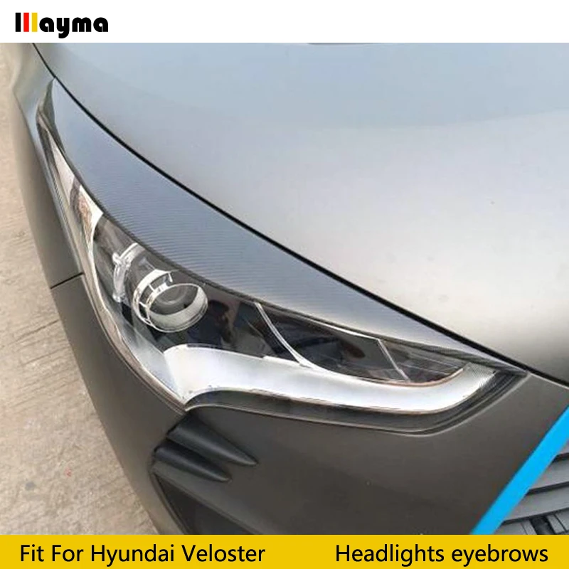 LP Style For Hyundai Veloster 1.6L 1.6T Carbon Fiber Wide Body Headlight Eyebrow CF Bumper Eyelid Auto Body Kit eyebrows 1pair