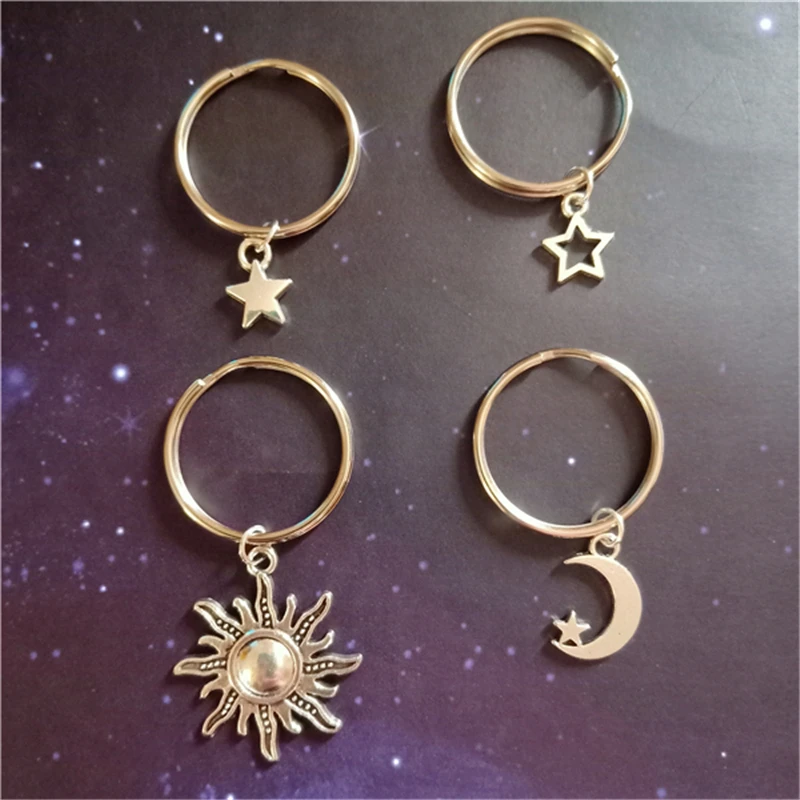 

4pcs/lot Boho Keychain, Sun Keyring, Small Star Keychain, Bohemia Jewelry Keyring, Moon and Star, Jewelry Gift