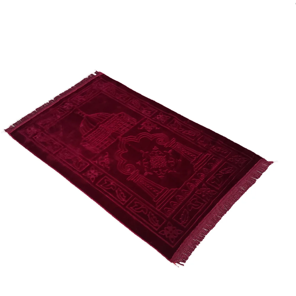 Deluxe Soft Prayer Rug Blanket Home Embroidery Gift Islamic Muslim Tassel Tapestry Decoration Carpet Bedroom Purple