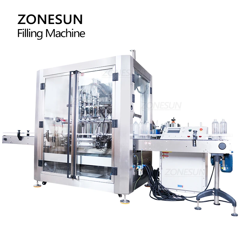 ZONESUN Vertical Explosion Proof Shampoo Inflammble Liquid Cream Ketchup Servo 6 Heads Filling Machine for Production Line