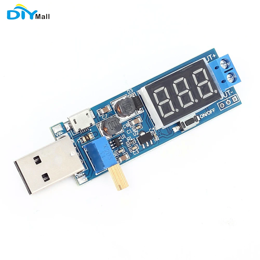 5pcs Boost Buck Converter DC-DC 5V to 3.3V/12V Adjustable Out DC 1.2V-24V USB Step UP/Down Power Supply Module