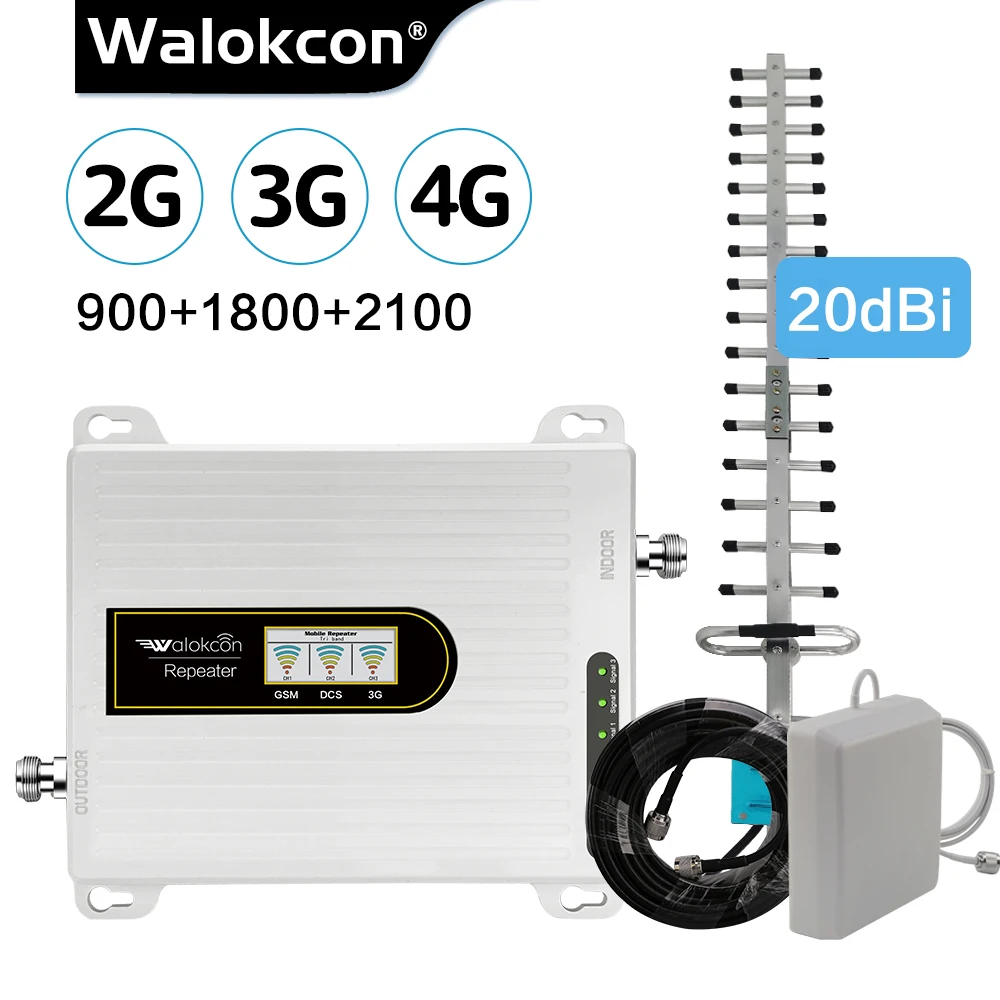 Walokcon GSM Repeater 2G 3G 4G Cellular Signal Amplifier 4G Cellular Amplifier GSM 900 1800 2100 Mobile Signal Booster Repeater