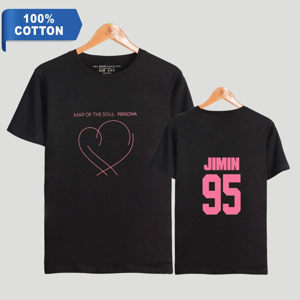 

100% Cotton Tshirt Korean Kpop JIMIN SUGA JIN Map Of The Soul Persona Print T-shirts Men/Women Unisex Short Sleeve Tops