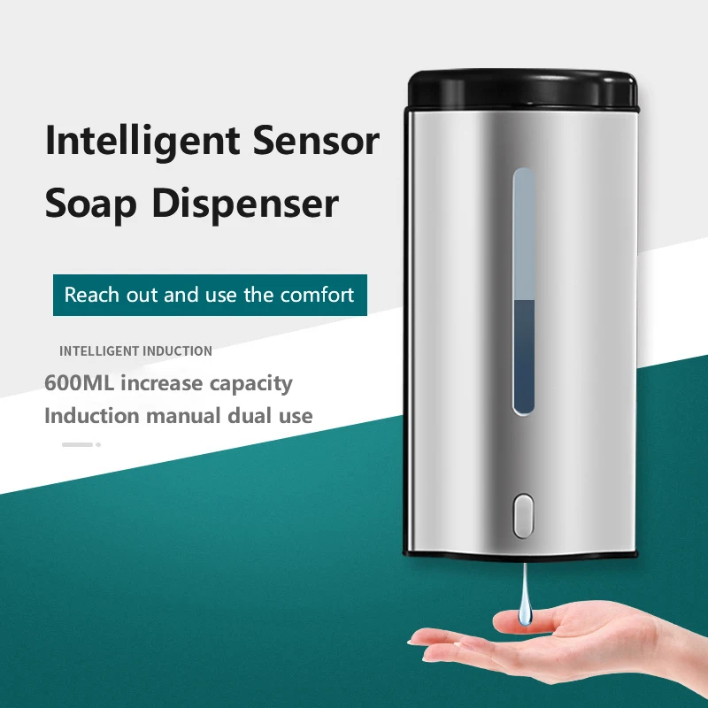 

Automatic Induction Soap Dispenser 600ML Non-contact Wall-mounted Liquid Hand Cleaner For Kitchen Bathroom Stainless Steel