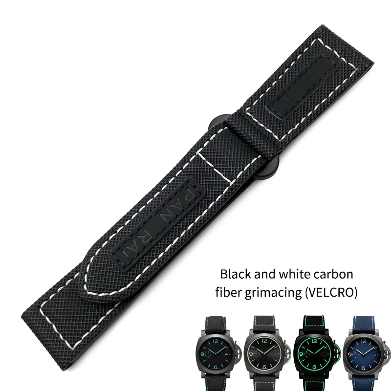 Nylon Tecido Watch Band para Panerai, 22mm, 24mm, 26mm, preto
