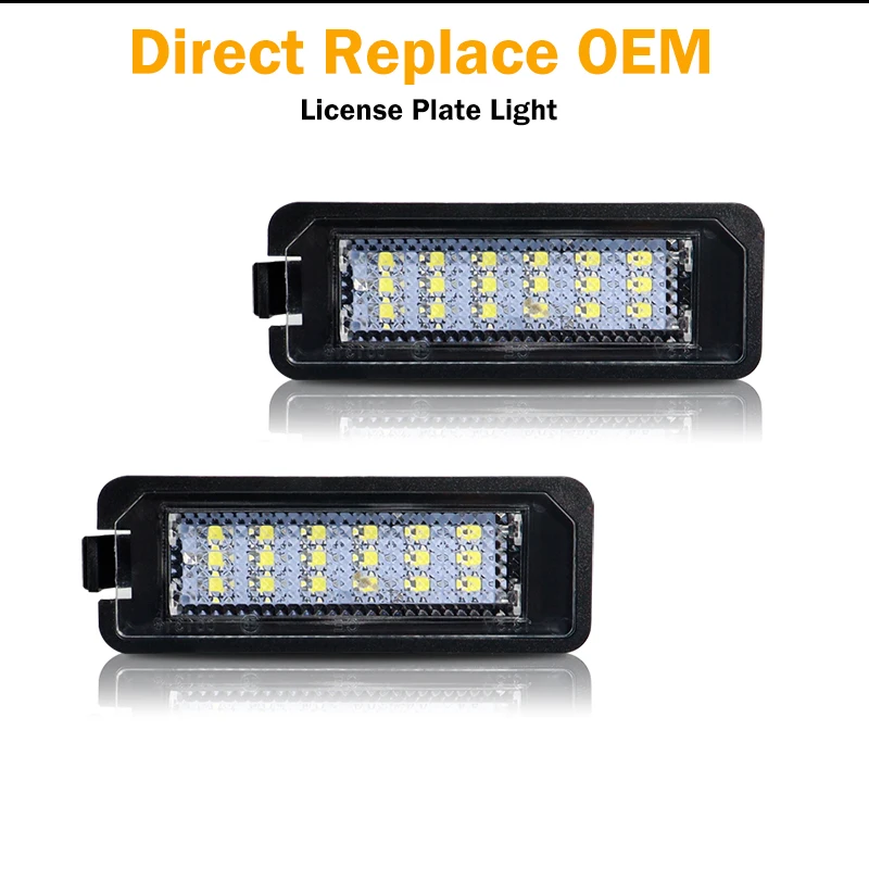 For VW GTi Golf 4 5 6 7 MK4 MK5 MK6 MK7 Passat B7 CC EOS Scirocco Beetle 2PCS LED Number License Plate Lights With Canbus image 2