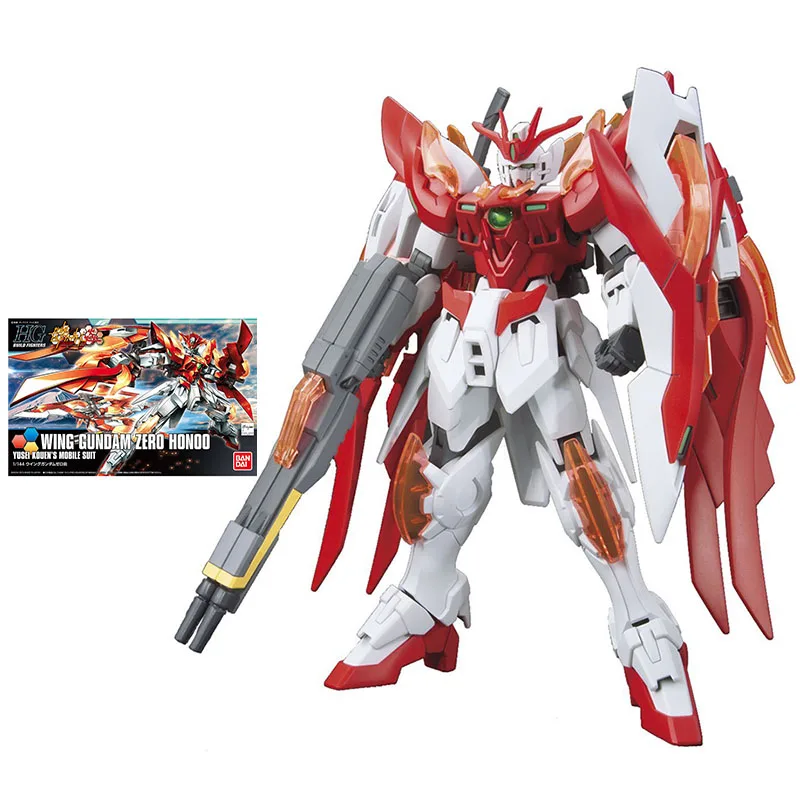 Bandai Gundam Model Kit Anime Figure HGUC 1/144 Wing Gundam Zero Honoo Genuine Robot Model Action Toy Figure Toys for Children